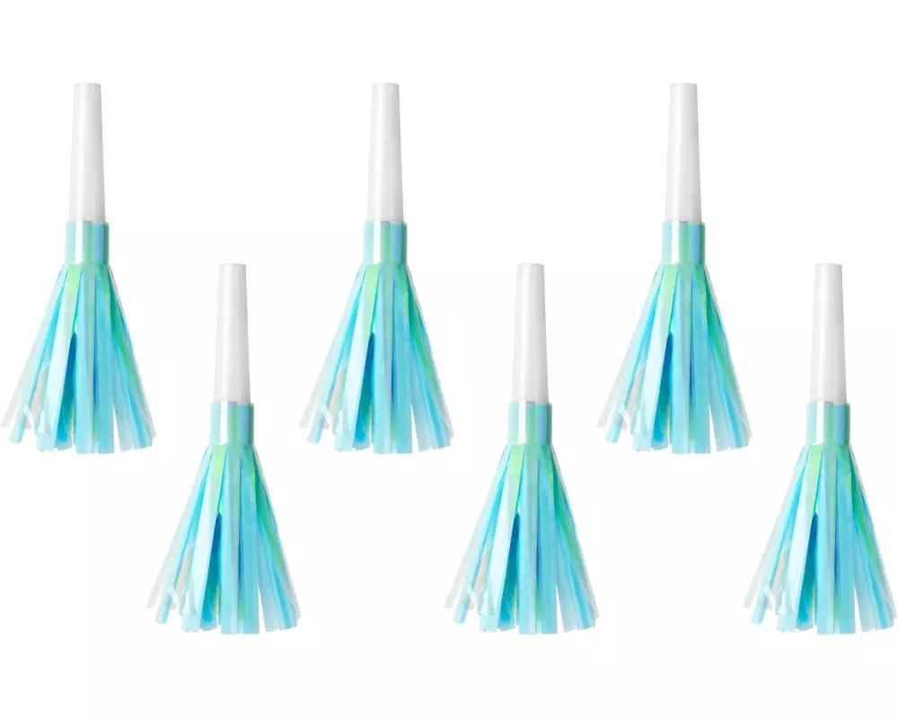 Partydeco Partypfeife Hellblau, 12.5 cm, 6 Stück