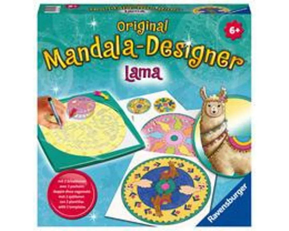 Ravensburger Mandala Designer Lama 28519, Zeichnen lernen für Kinder ab 6 Jahren, Kreatives Zeichnen mit Mandala-Schablonen für farbenfrohe Mandalas