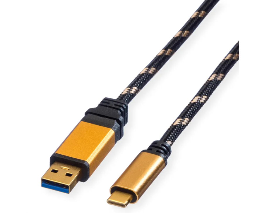 ROLINE USB-A-C, Lade & Datenkabel 11.02.9013 Gold, ST/ST, 3.2 Gen2 1m