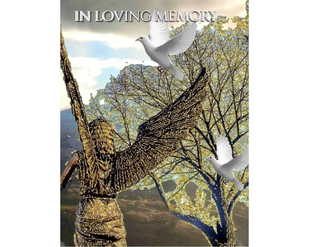 Angel White Doves New Zealand stunning landscape Remberance Funeral Blank page guest book