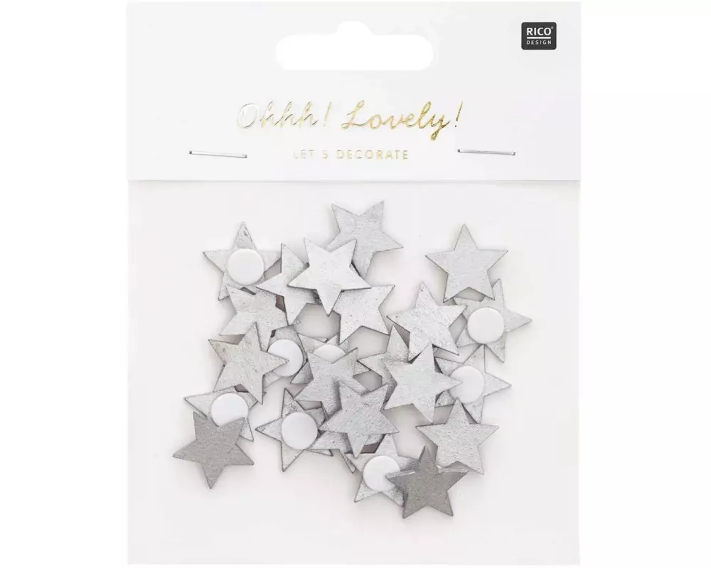 Rico Design Weihnachtssticker Stern 24 Stück, Silber