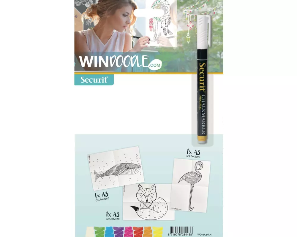 Securit Malset A3 Fensterschablone, Tiere, 3er Set