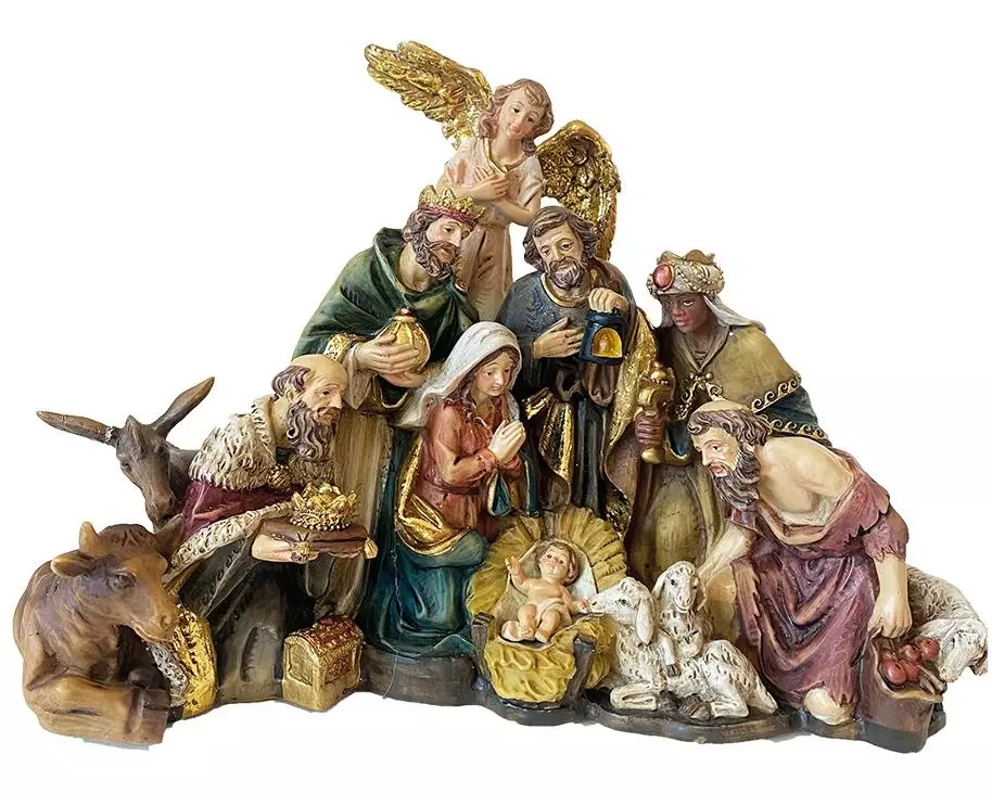 Botanic-Haus Krippenblock mit Eseln 20.2 cm,aus Polyresin