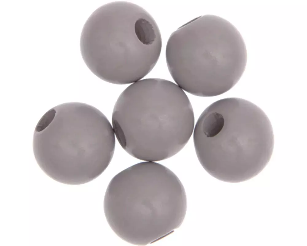 Rico Design Holzperlen Makramee Hellgrau, 6 Stück