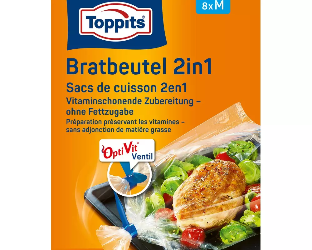 Toppits Bratbeutel 2 in 1 Grösse M, 8 Stück