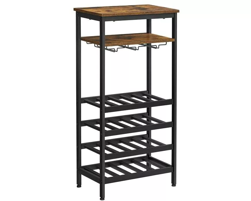 VASAGLE Weinregal 32 cm x 50 cm, Braun/Schwarz