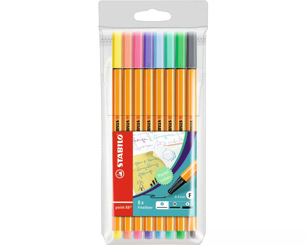 STABILO Fineliner Point 88 8 Stück, Pastell