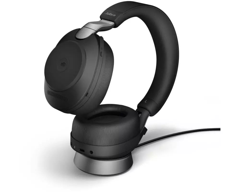 Jabra Headset Evolve2 85 Duo MS Schwarz, USB-A, inkl. Ladestation