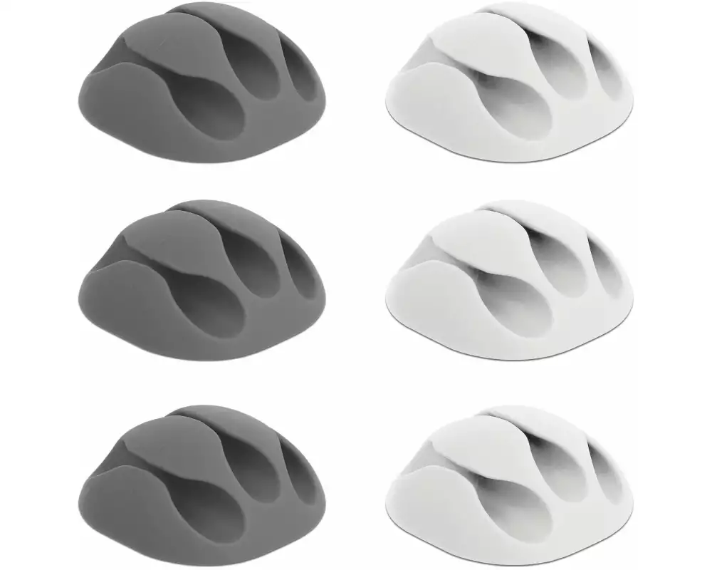 Delock Kabelhalter 5 mm, 2x3 Stück, weiss, grau, 3 Durchführungen