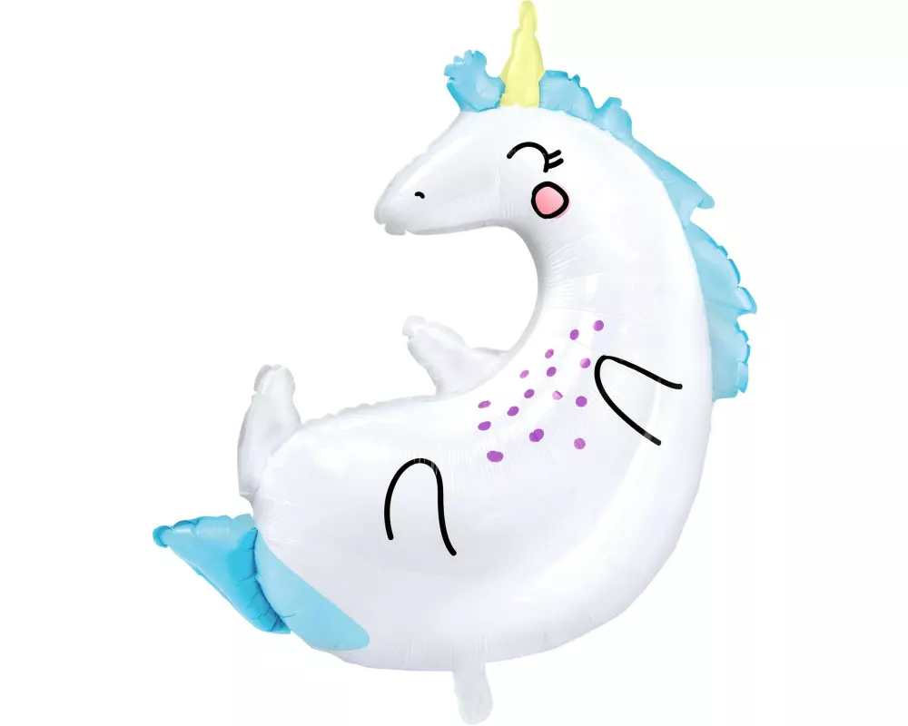 Partydeco Folienballon Unicorn Blau/Weiss