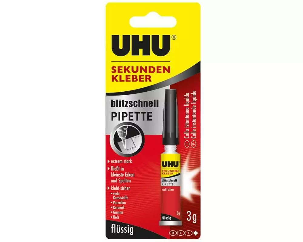 UHU Sekundenkleber Pipette 3 g, Transparent
