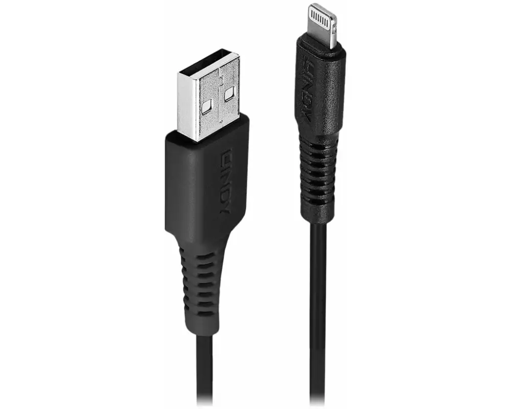 LINDY 2m USB to Lightning Cable black Charge and sync Cable for iPhone iPad & iPod