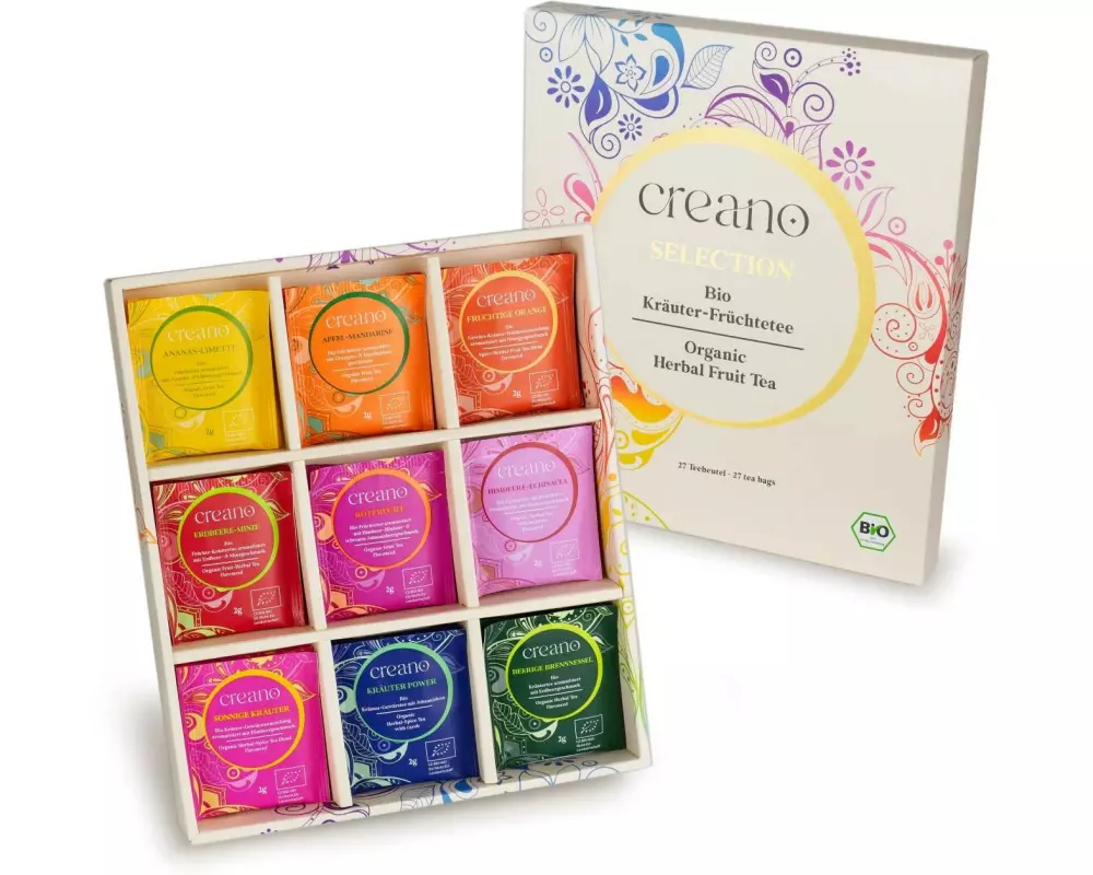 Creano Geschenkset Organic Herbal Tea 27 Bio-Teebeutel