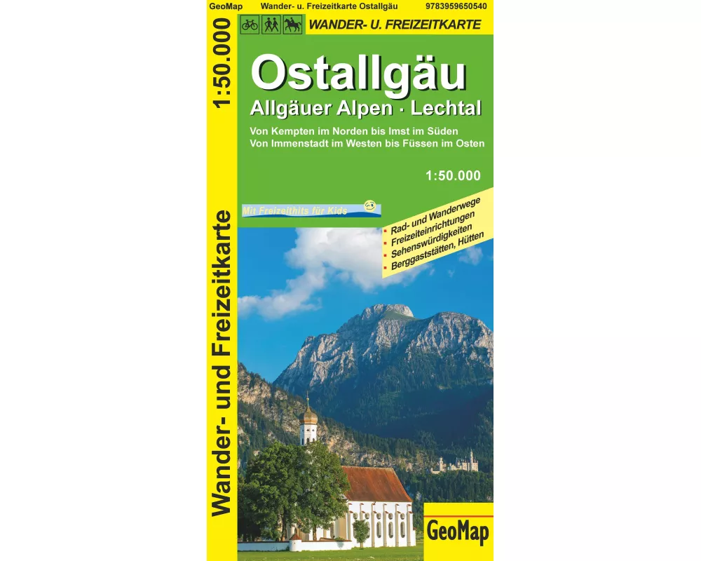 Ostallgäu, Allgäuer Alpen, Lechtal Wander- und Freizeitkarte