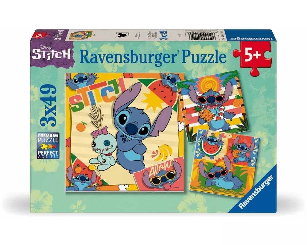 Kinderpuzzle 3x49 Teile - Disney Stitch