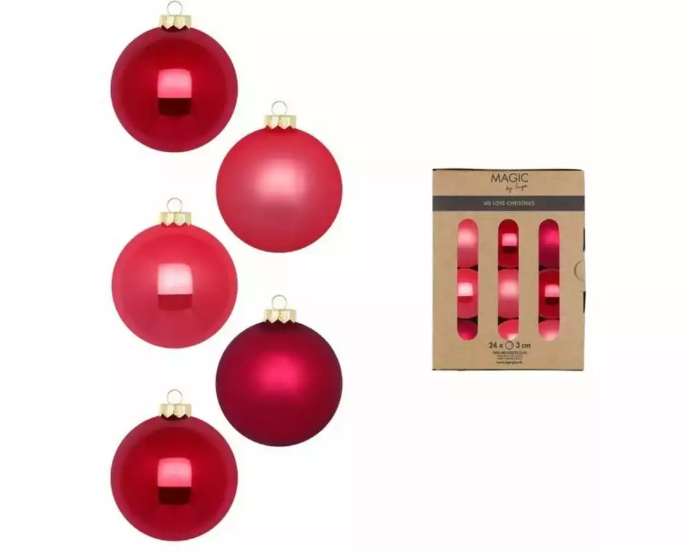 INGES CHRISTMAS DECOR Weihnachtskugel Gentle Pink 24 Stück, Rosa