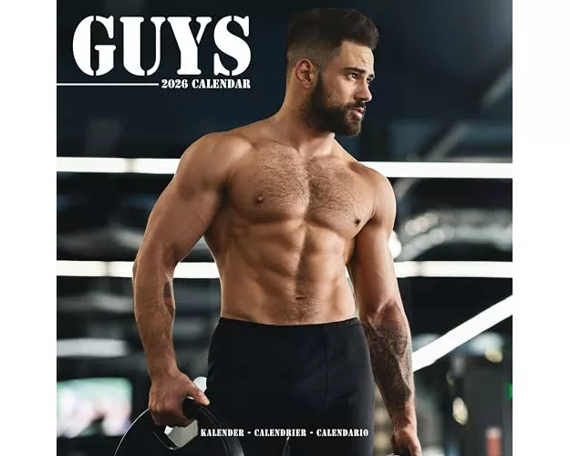 Guys Calendar 2026 Square Sexy Guys Glamour Wall Calendar - 16 Month