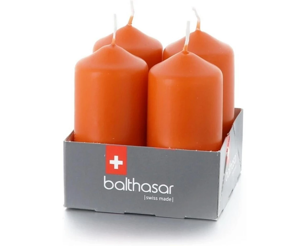 balthasar Zylinderkerzen 8 cm x 4 cm, Orange , 4 Stück