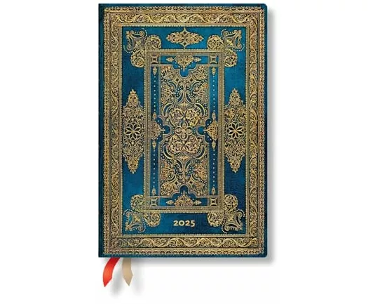 Blue Luxe (Luxe Design) Mini 12-month Verso Hardback Dayplanner 2025 (Elastic Band Closure)