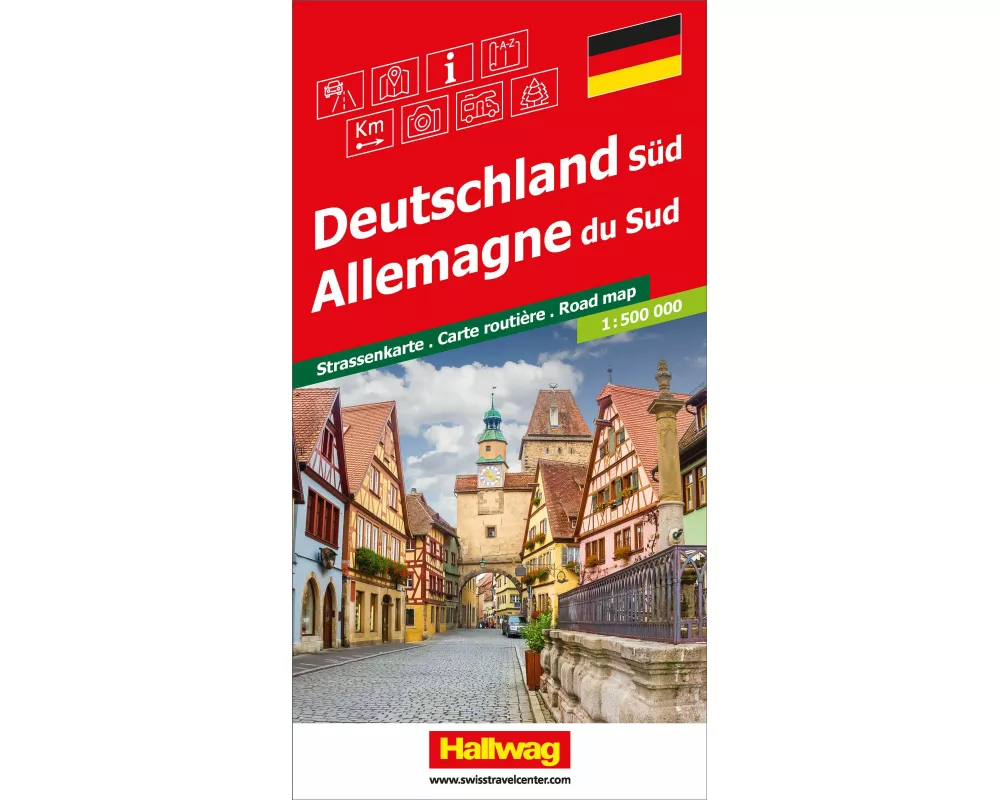 Hallwag Strassenkarte Deutschland Süd 1:500.000