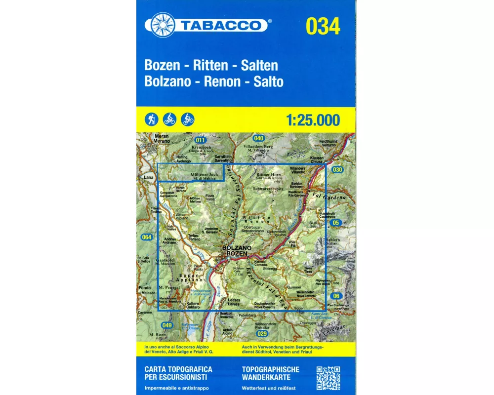 Tabacco Wandern Bozen-Ritten-Salten-Bolzano-Renon-Salto 1 : 25 000