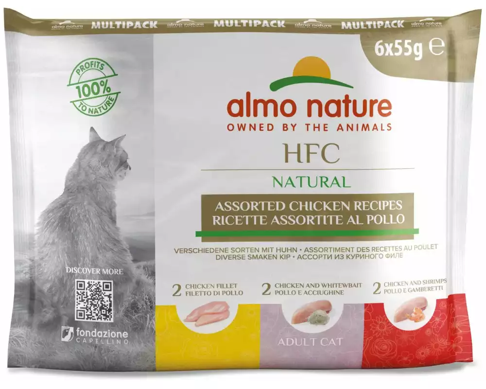 Almo Nature Nassfutter HFC Natural Multipack mit Huhn 6 x 55 g