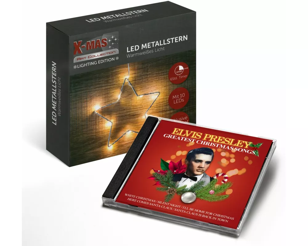 LED - Metallstern inkl. Greatest Christmas Songs