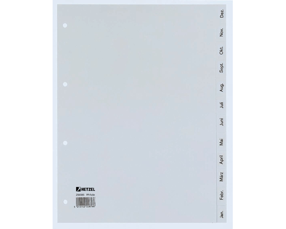 HETZEL Register PP A4 25658581 grau Dez-Jan DE