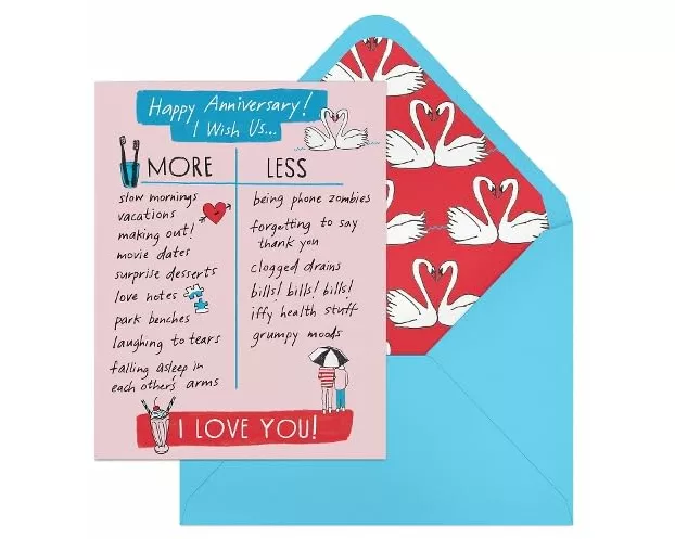 6-Pack Em & Friends Julia Rothman Anniversary More/Less Greeting Cards