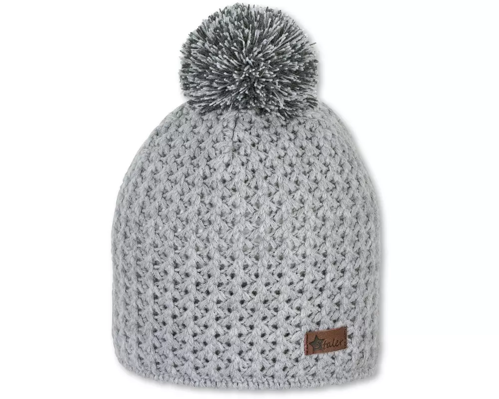 Sterntaler Wintermütze Bommel Silber Mélange Gr. 53