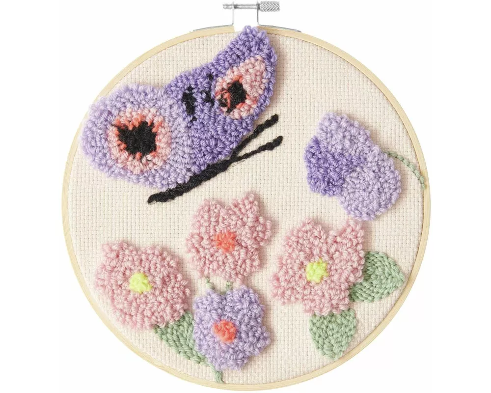 Punch Needle Packung, Schmetterling, Ø20cm