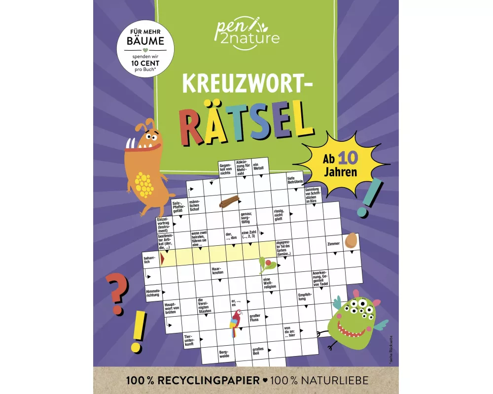 Kreuzworträtsel ab 10 Jahren. Knobeln und Rätseln für Kinder