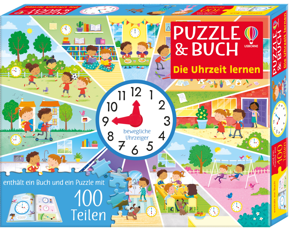Puzzle & Buch: Die Uhrzeit lernen