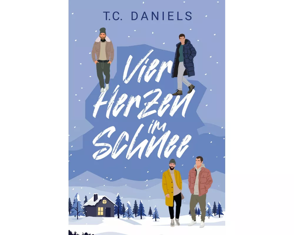 Vier Herzen im Schnee