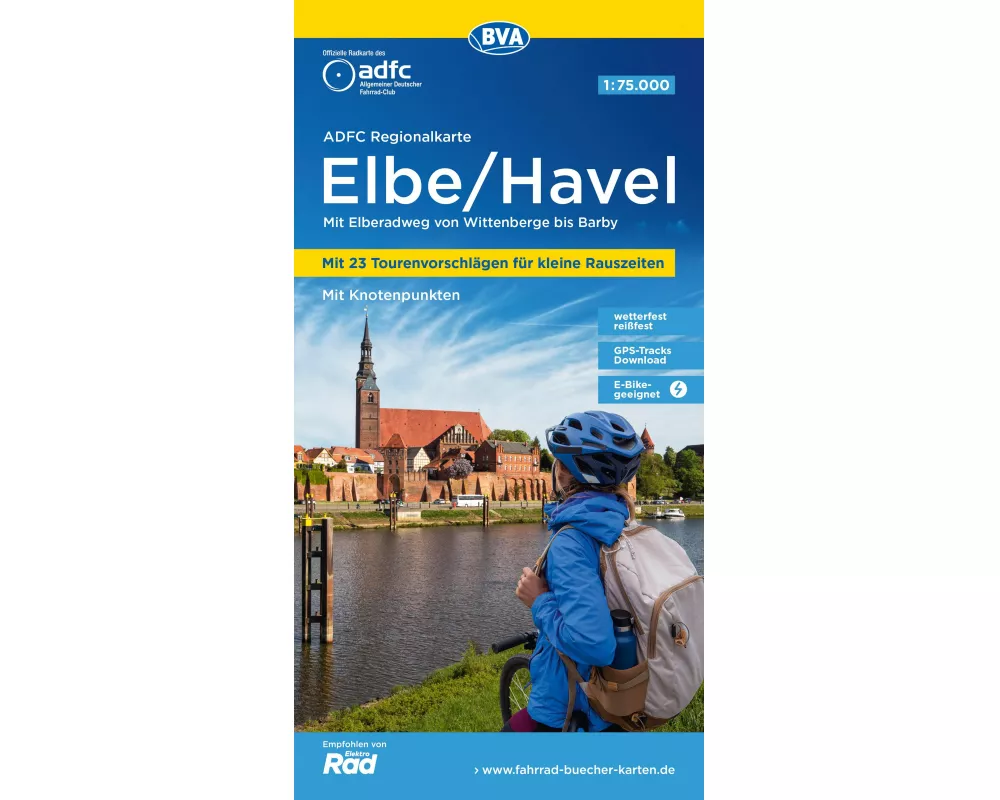 BVA ADFC Regionalkarte Elbe/Havel, mit Knotenpunkten 1:75.000