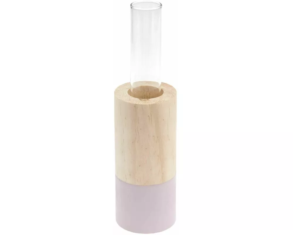 Holz Vase mit Reagenzglas, flieder,Ø 4cm, H 10cm