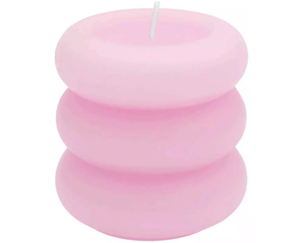 Stumpenkerze "Ringe", Rosa 7x7 cm, 220 g Brenndauer: 20h