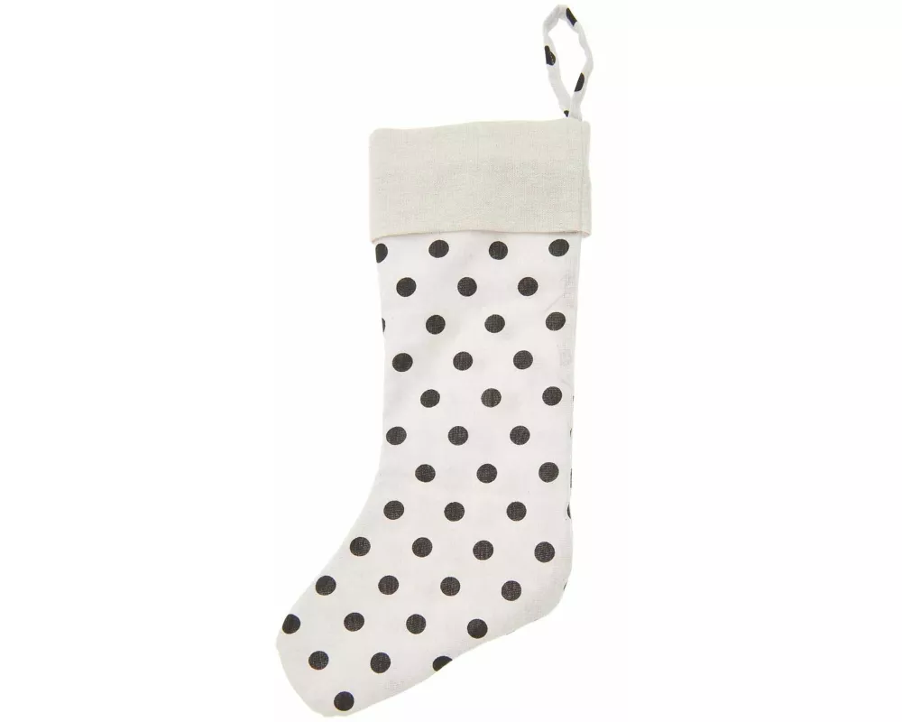 Weihnachtssocke gepunket weiß-schwarz 45x22cm