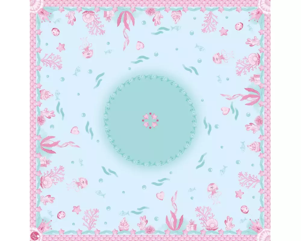 Susy Card Tischdecke Mermaid 80 cm x 0.8 m, Blau/Rosa