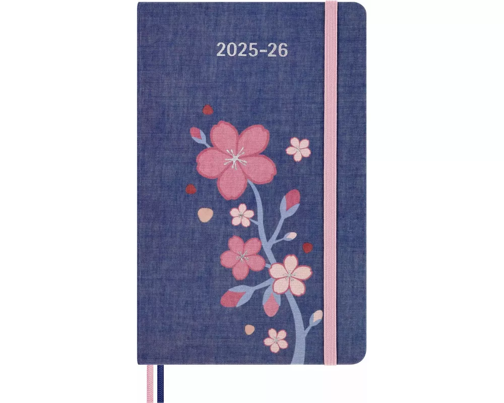 Moleskine Sakura 18 Monate Wochen Notizkalender 2025/2026, L/A5, 1 Wo = 1 Seite, rechts linierte Seite, fester Einband, liniert