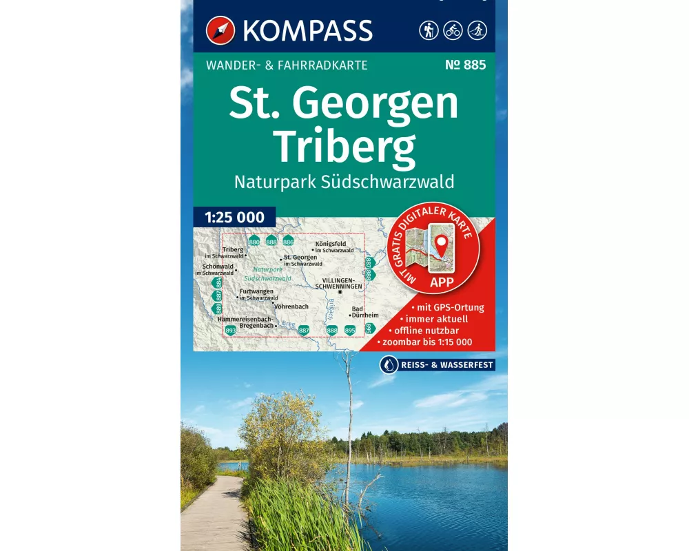 KOMPASS Wanderkarte 885 St. Georgen, Triberg, Naturpark Südschwarzwald 1:25.000