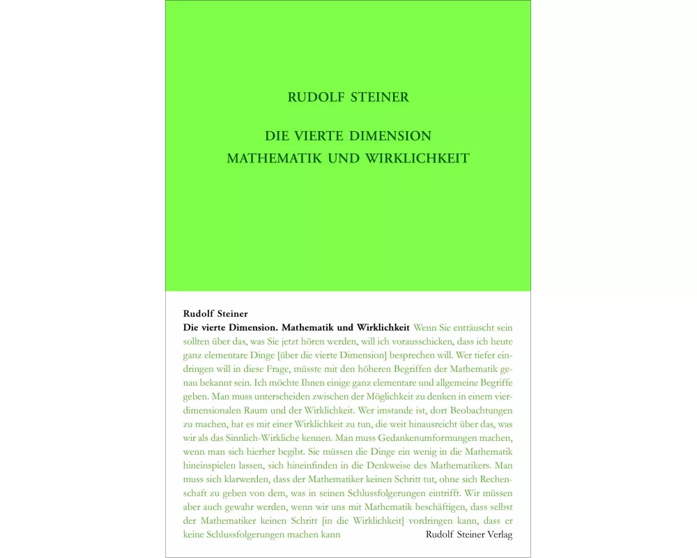 Die vierte Dimension. Mathematik und Wirklichkeit