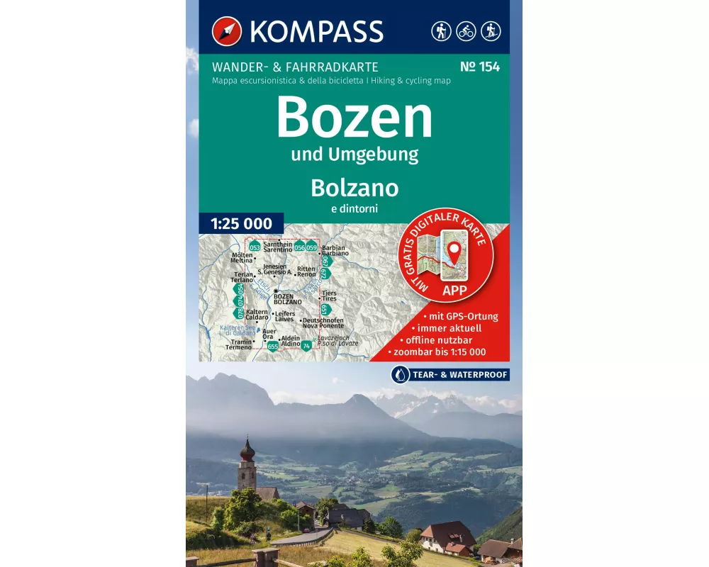 KOMPASS Wanderkarte 154 Bozen und Umgebung / Bolzano e dintorni 1:25.000