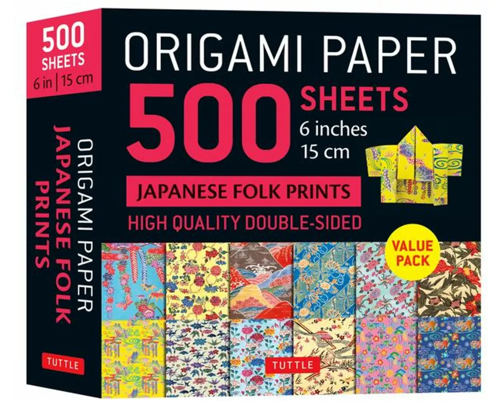 Origami Paper 500 sheets Japanese Folk Prints 6" (15 cm)