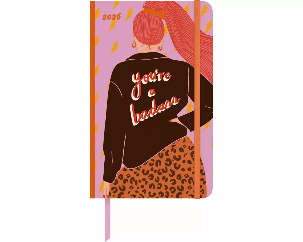 DUMONT - Emmy Lupin Buchkalender 2026 – Taschenkalender groß 13x21 cm – Wochen-Notizkalender mit Verschlussband & Falttasche, stilvoller Organizer für