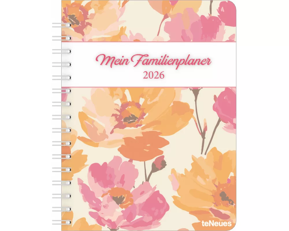 Familienplaner-Buch Bright Flowers 2026 - Diary - Buchkalender - Taschenkalender - 17,5x23,1