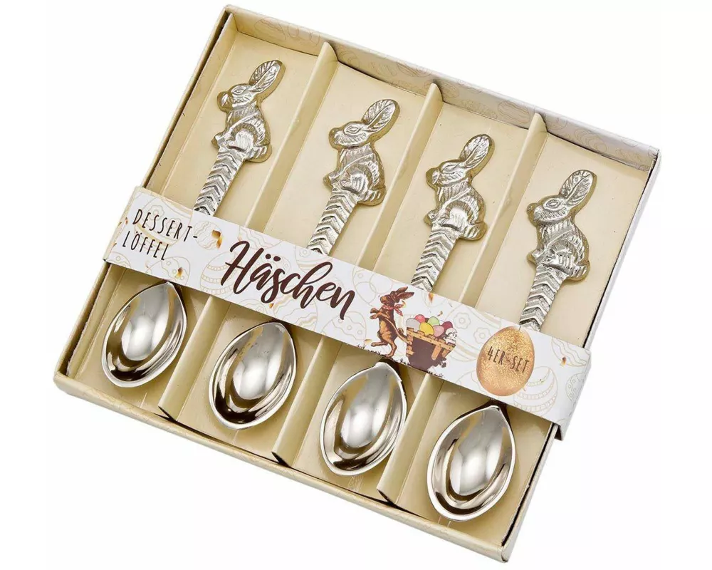4er-Set Dessert-Löffel 'Häschen'