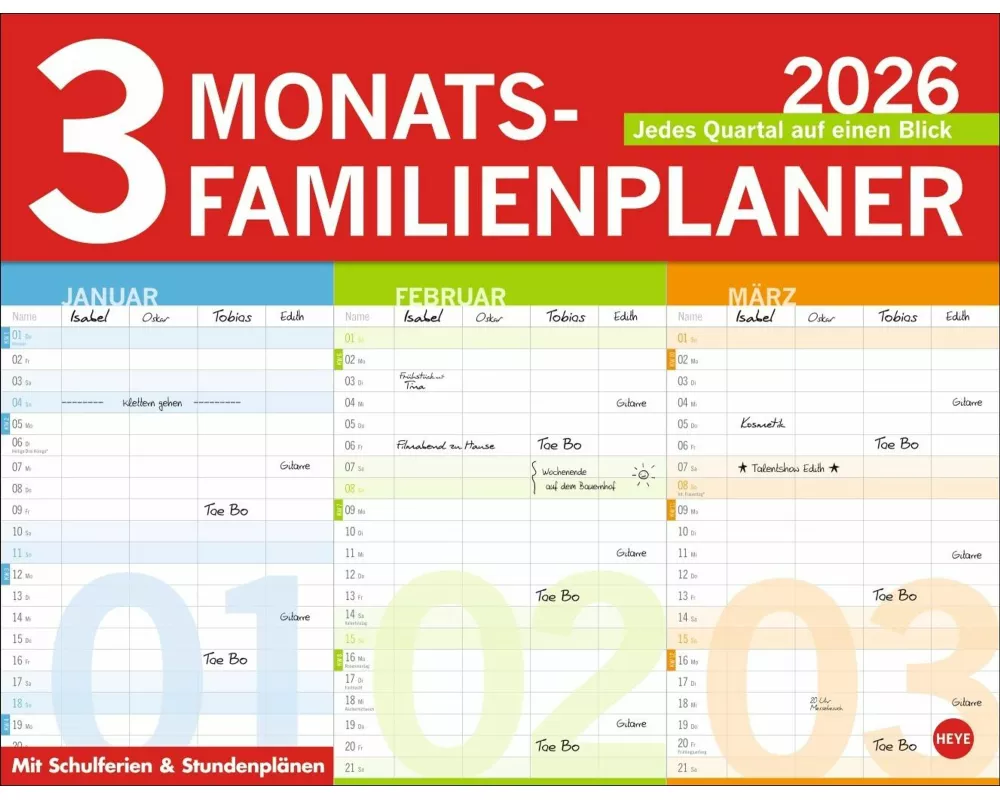3-Monats-Familienplaner 2026