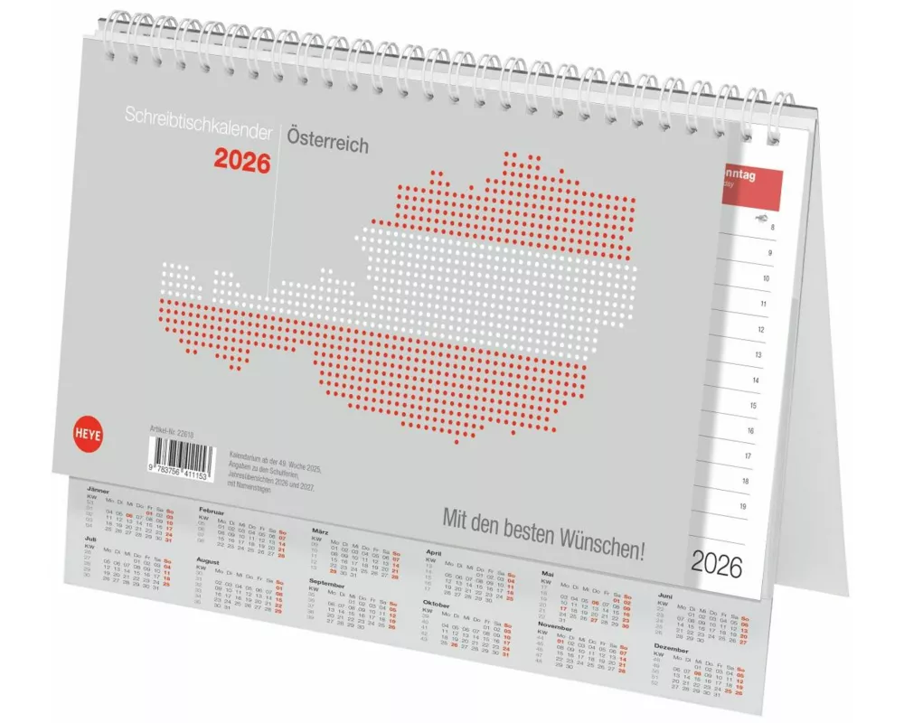 Schreibtischkalender Österreich groß 2026