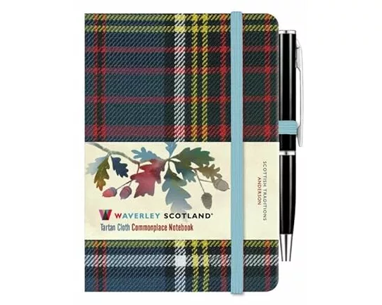 Waverley Anderson Tartan cloth mini notebook with pen
